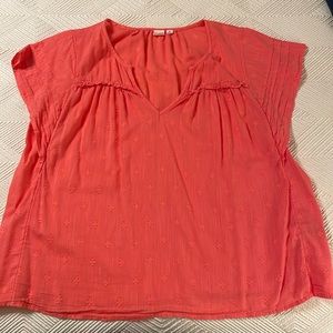 Hot pink or bright coral short sleeve top